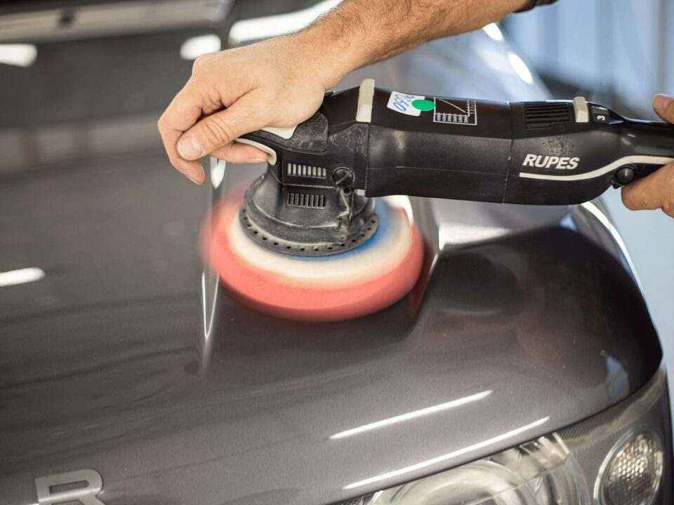 using a rotary car polisher