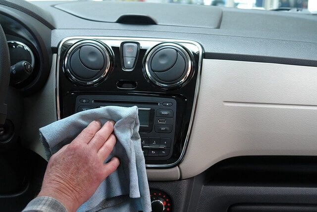 clean car dashboard console