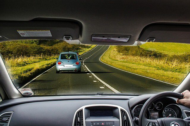 driver focusing on road ahead