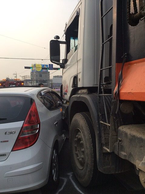 car crash with large truck