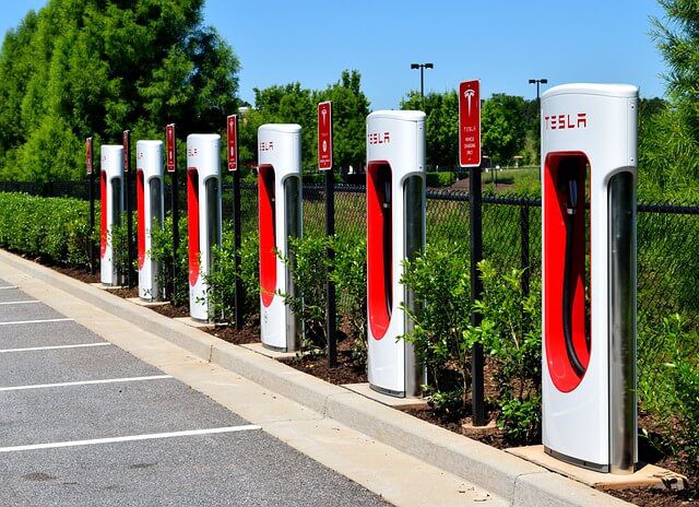 Tesla electric car charging point